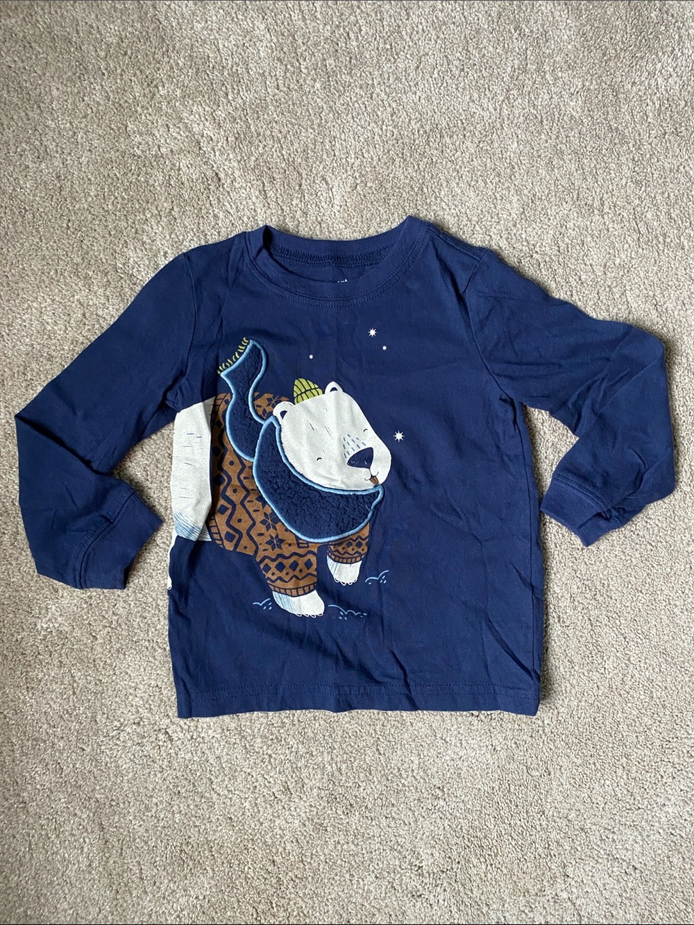 Carter's 24 Month Navy Blue Long-Sleeve Tee with Bear Graphic